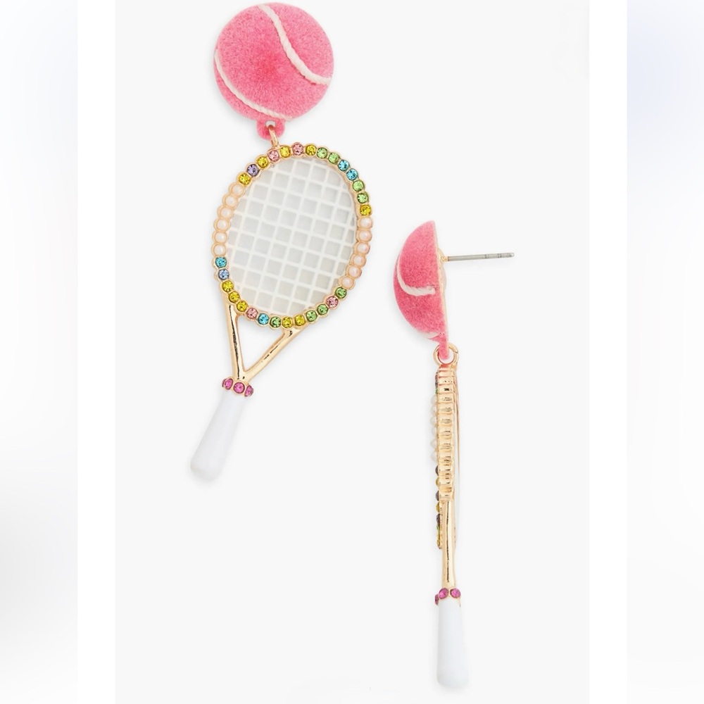 Baublebar Pink Ball Tennis Racket Dangling Drop Earrings